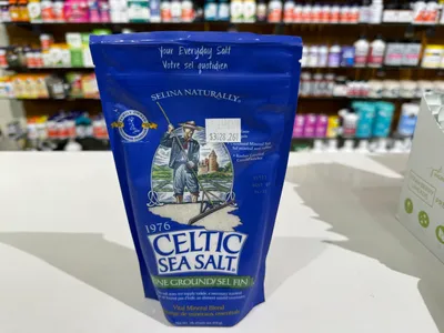 Kosher certified celtic sea salt.