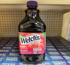 Welch’s red grape juice. 100% grape juice with no sugar added.