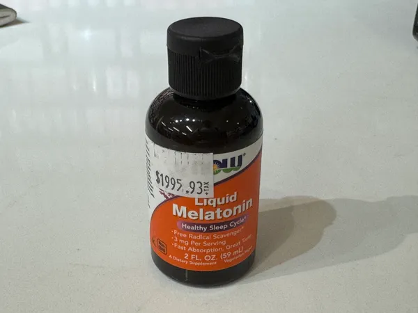 Liquid melatonin supplement to provide sleep support at night.