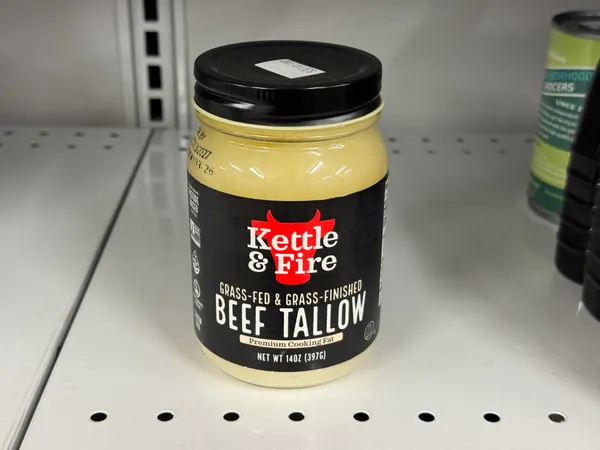 Grass-fed, grass-finished beef tallow fat for cooking: